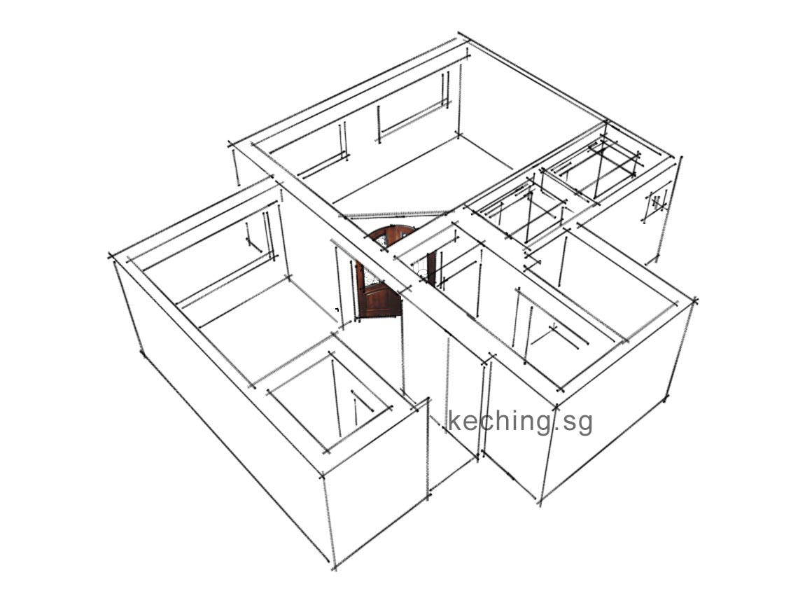 3-rm BTO renovation journey Pt. 1: self 3D design using SketchUp