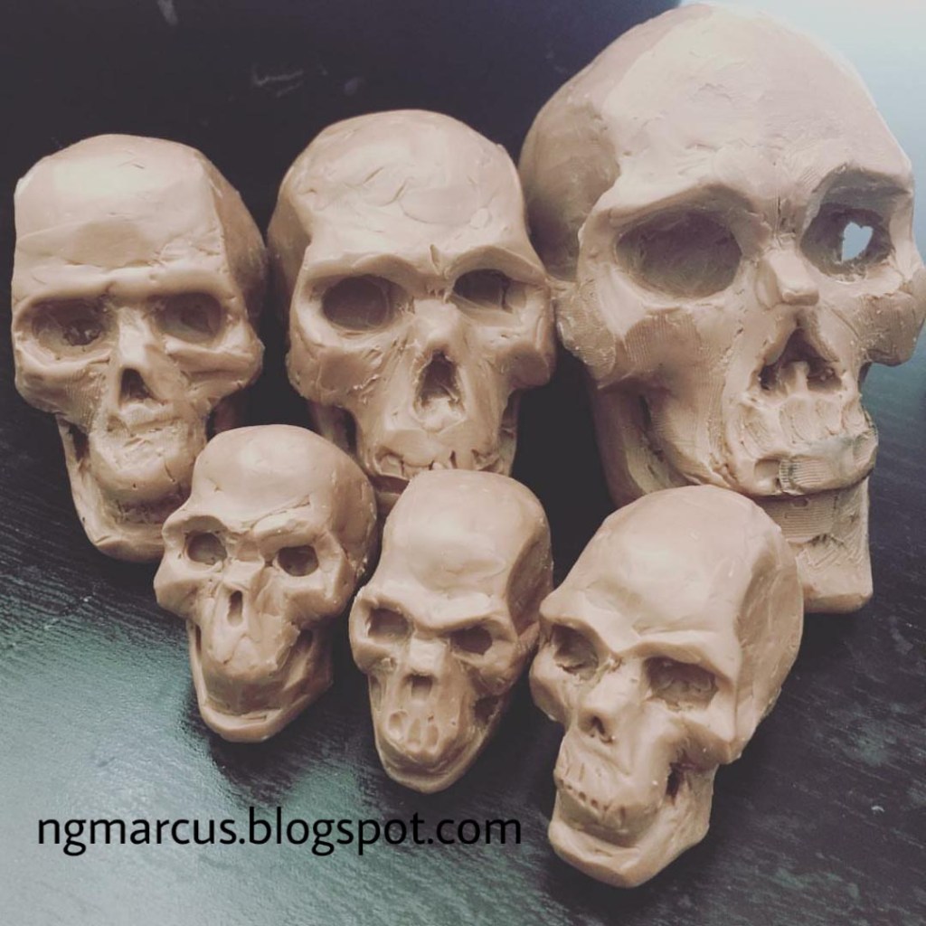 human skull clay sculpture